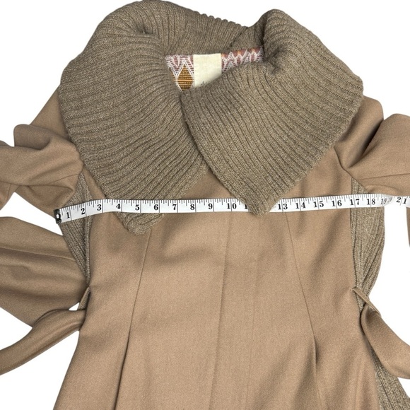 Anthropologie Elevenses Women's SZ M Judith Shawl Camel Wool Blend Belted Coat - Picture 11 of 13